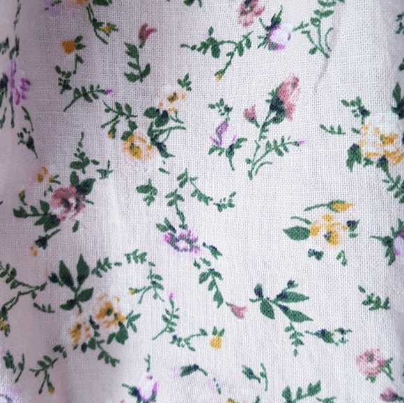 ZARA Pink Floral Collar Neck Cotton + Linen Front Button Peplum Shirt - Picture 8 of 11